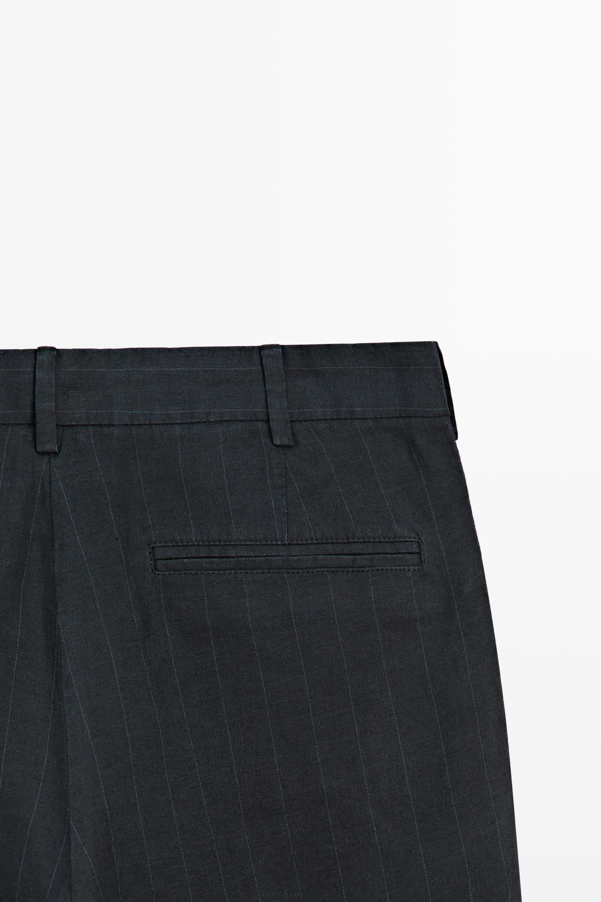 Linen trousers with a striped pattern